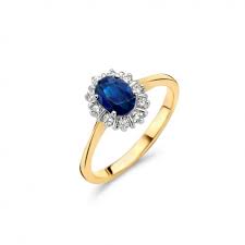 HuisCollectie Ring 14k Geelgoud met 0.25ct Diamant en Blauwe Saffier 23430  - Juwelier van der Weerd - Janssen Zeist